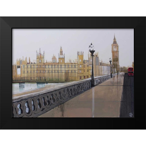 Big Ben Landscape Black Modern Wood Framed Art Print by P.S. Art Studios