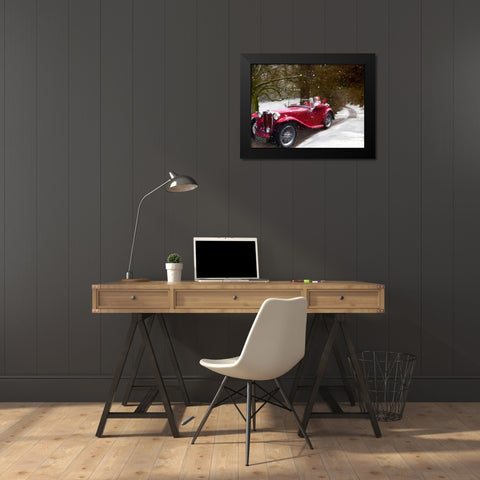 Red Car Black Modern Wood Framed Art Print by P.S. Art Studios