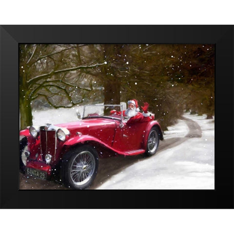 Red Car Black Modern Wood Framed Art Print by P.S. Art Studios