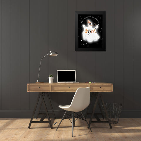 Ghosts Gather Black Modern Wood Framed Art Print by P.S. Art Studios