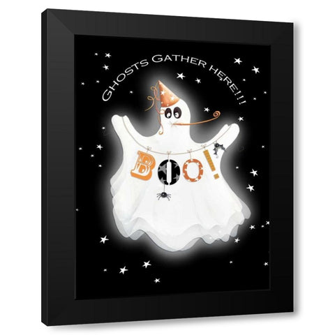 Ghosts Gather Black Modern Wood Framed Art Print by P.S. Art Studios