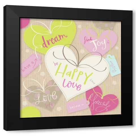Happy Love Black Modern Wood Framed Art Print with Double Matting by P.S. Art Studios