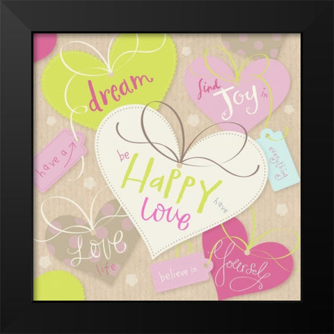 Happy Love Black Modern Wood Framed Art Print by P.S. Art Studios
