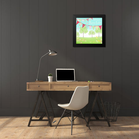 Happy Easter Flags Black Modern Wood Framed Art Print by P.S. Art Studios