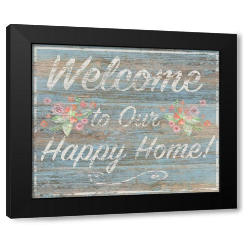 Happy Home Black Modern Wood Framed Art Print with Double Matting by P.S. Art Studios