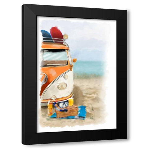 Beach Fun Black Modern Wood Framed Art Print by P.S. Art Studios