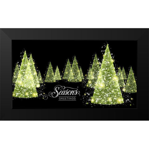 Seasons Greetings Black Modern Wood Framed Art Print by P.S. Art Studios