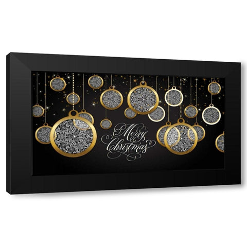 Merry Christmas Black Modern Wood Framed Art Print with Double Matting by P.S. Art Studios