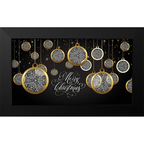 Merry Christmas Black Modern Wood Framed Art Print by P.S. Art Studios
