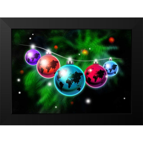 Christmas Around the World Black Modern Wood Framed Art Print by P.S. Art Studios