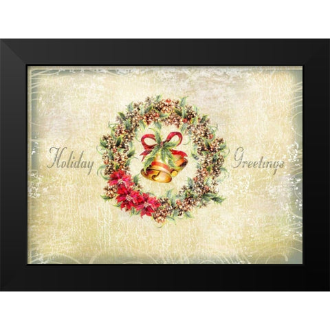 Holiday Greetings Black Modern Wood Framed Art Print by P.S. Art Studios