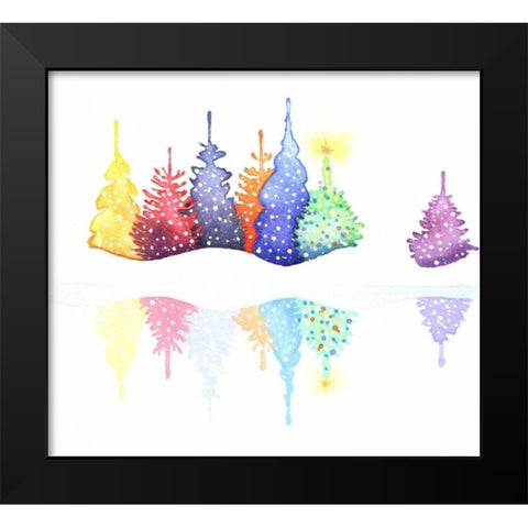 Holiday Trees Black Modern Wood Framed Art Print by P.S. Art Studios