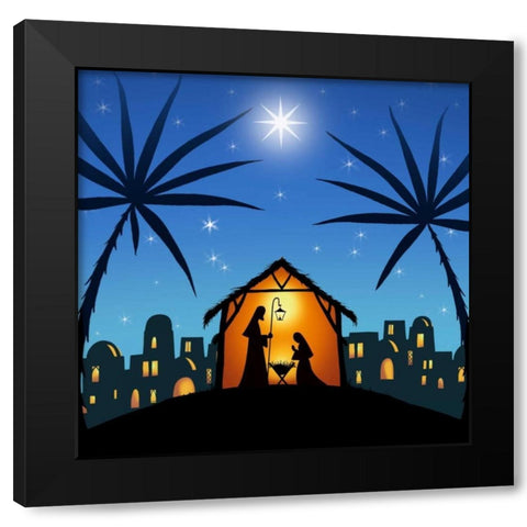 In a Manger Black Modern Wood Framed Art Print with Double Matting by P.S. Art Studios