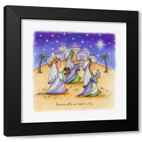 Bearing Gifts Black Modern Wood Framed Art Print by P.S. Art Studios