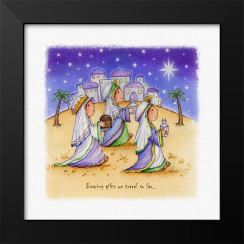 Bearing Gifts Black Modern Wood Framed Art Print by P.S. Art Studios