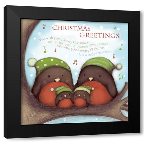 Christmas Greetings Black Modern Wood Framed Art Print with Double Matting by P.S. Art Studios