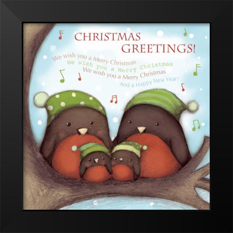 Christmas Greetings Black Modern Wood Framed Art Print by P.S. Art Studios