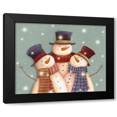 Friends - Snowmen Black Modern Wood Framed Art Print by P.S. Art Studios