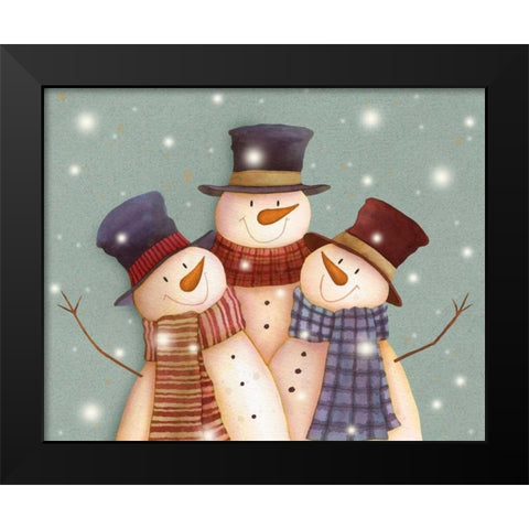 Friends - Snowmen Black Modern Wood Framed Art Print by P.S. Art Studios