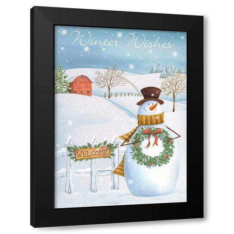 Winter Wishes Black Modern Wood Framed Art Print by P.S. Art Studios