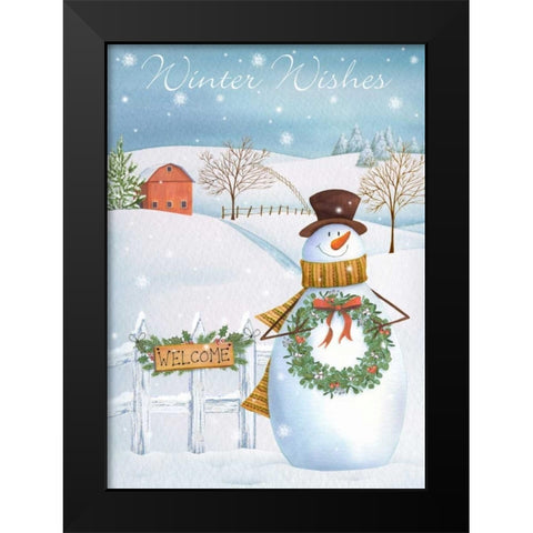 Winter Wishes Black Modern Wood Framed Art Print by P.S. Art Studios