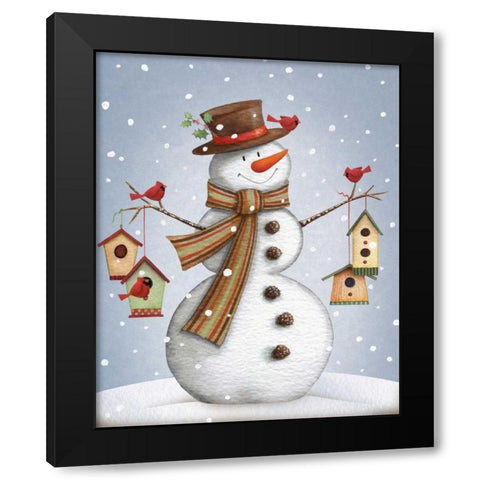Season Birds Black Modern Wood Framed Art Print with Double Matting by P.S. Art Studios