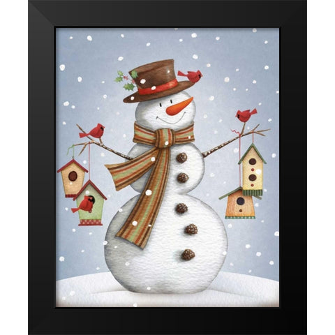 Season Birds Black Modern Wood Framed Art Print by P.S. Art Studios