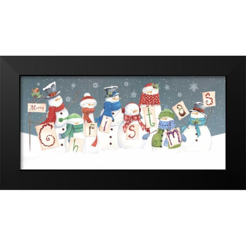 Merry Christmas Black Modern Wood Framed Art Print by P.S. Art Studios