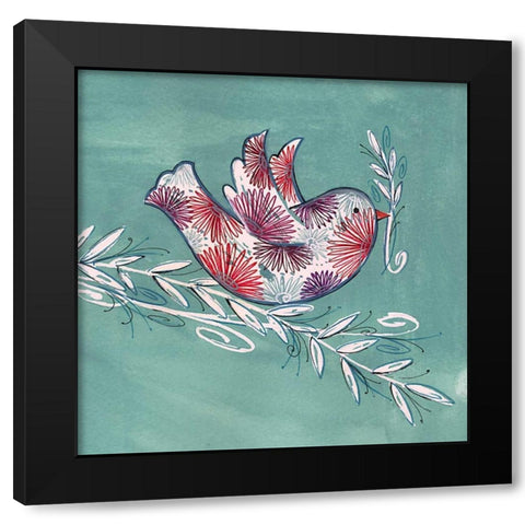 Greeting Bird Black Modern Wood Framed Art Print by P.S. Art Studios