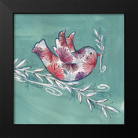 Greeting Bird Black Modern Wood Framed Art Print by P.S. Art Studios