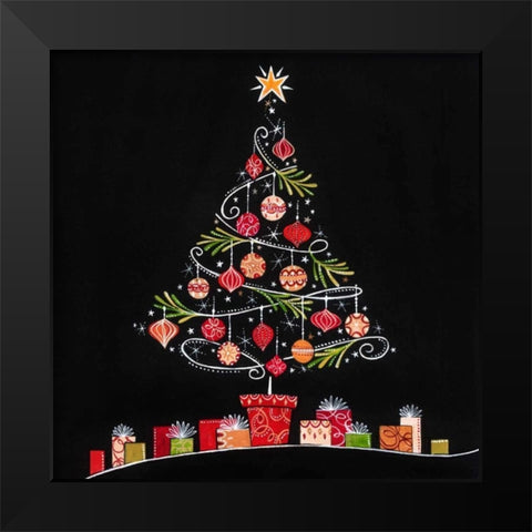 Christmas Tree Black Modern Wood Framed Art Print by P.S. Art Studios