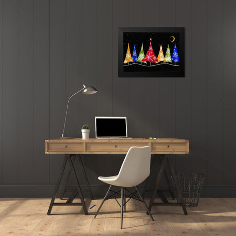 Holiday Trees Black Modern Wood Framed Art Print by P.S. Art Studios