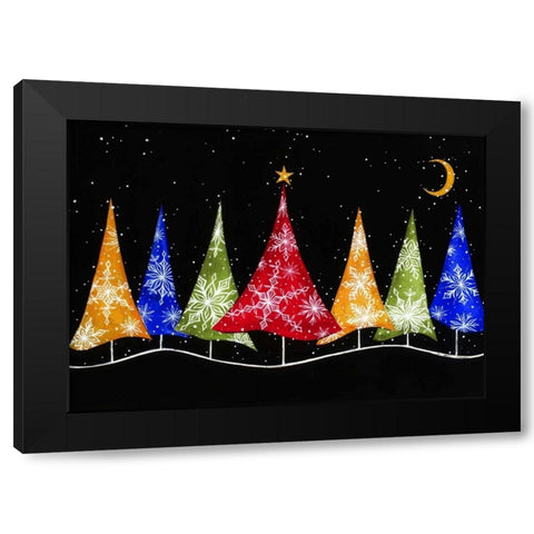 Holiday Trees Black Modern Wood Framed Art Print with Double Matting by P.S. Art Studios