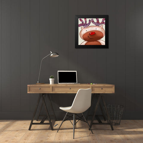 Reindeer Black Modern Wood Framed Art Print by P.S. Art Studios