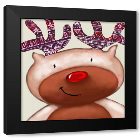 Reindeer Black Modern Wood Framed Art Print with Double Matting by P.S. Art Studios