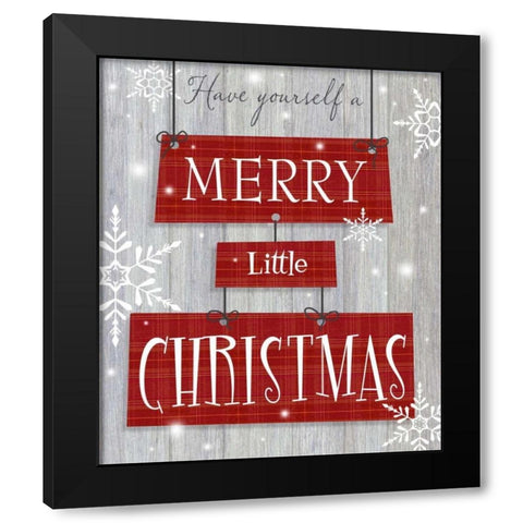 Merry Little Christmas Black Modern Wood Framed Art Print by P.S. Art Studios