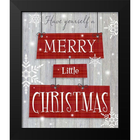Merry Little Christmas Black Modern Wood Framed Art Print by P.S. Art Studios