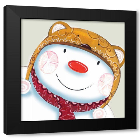 Delightful Snowman Black Modern Wood Framed Art Print with Double Matting by P.S. Art Studios