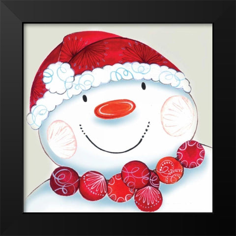 Holiday Snowman Black Modern Wood Framed Art Print by P.S. Art Studios