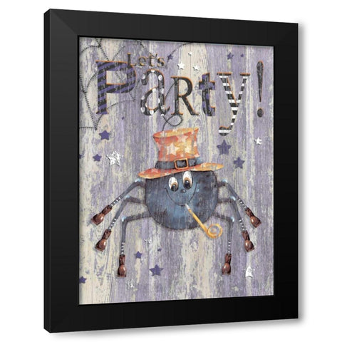 Party Spider Black Modern Wood Framed Art Print by P.S. Art Studios