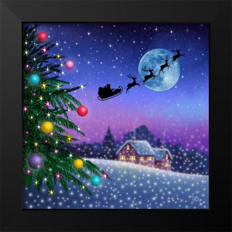 To All a Goodnight Black Modern Wood Framed Art Print by P.S. Art Studios