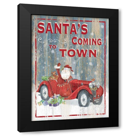 Santas Coming to Town Black Modern Wood Framed Art Print by P.S. Art Studios