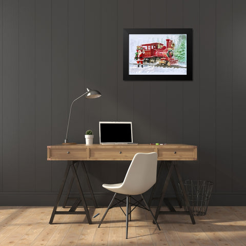Christmas Train Black Modern Wood Framed Art Print by P.S. Art Studios