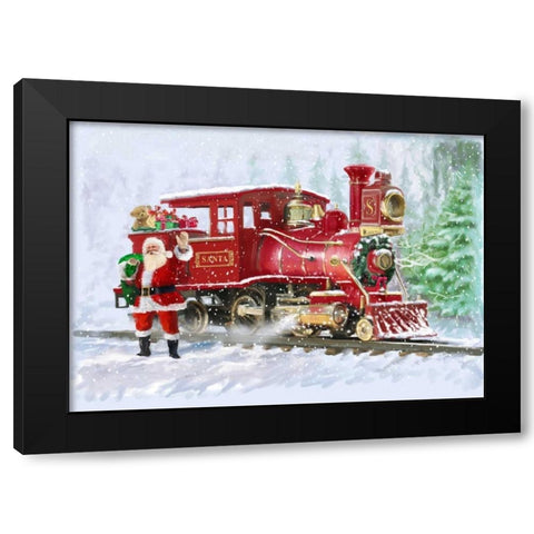 Christmas Train Black Modern Wood Framed Art Print with Double Matting by P.S. Art Studios