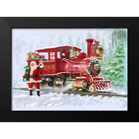 Christmas Train Black Modern Wood Framed Art Print by P.S. Art Studios