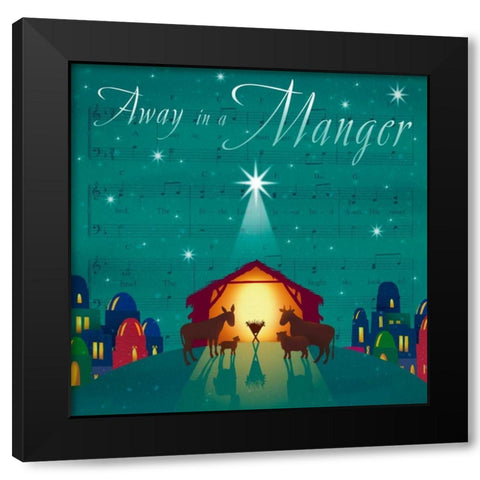 Away in a Manger Black Modern Wood Framed Art Print with Double Matting by P.S. Art Studios