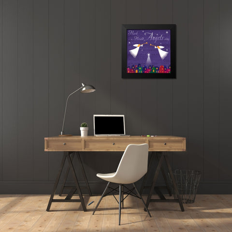 Hark the Herald Angles Black Modern Wood Framed Art Print by P.S. Art Studios