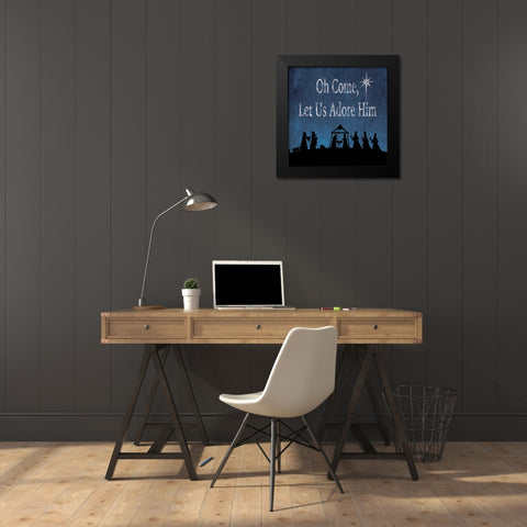 Oh Come Black Modern Wood Framed Art Print by P.S. Art Studios