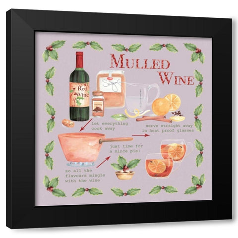 Mulled Wine Christmas Black Modern Wood Framed Art Print by P.S. Art Studios