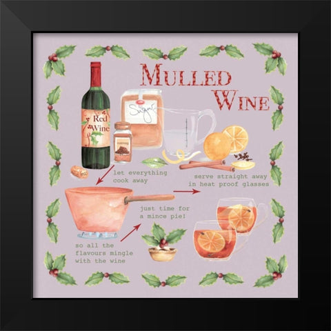 Mulled Wine Christmas Black Modern Wood Framed Art Print by P.S. Art Studios